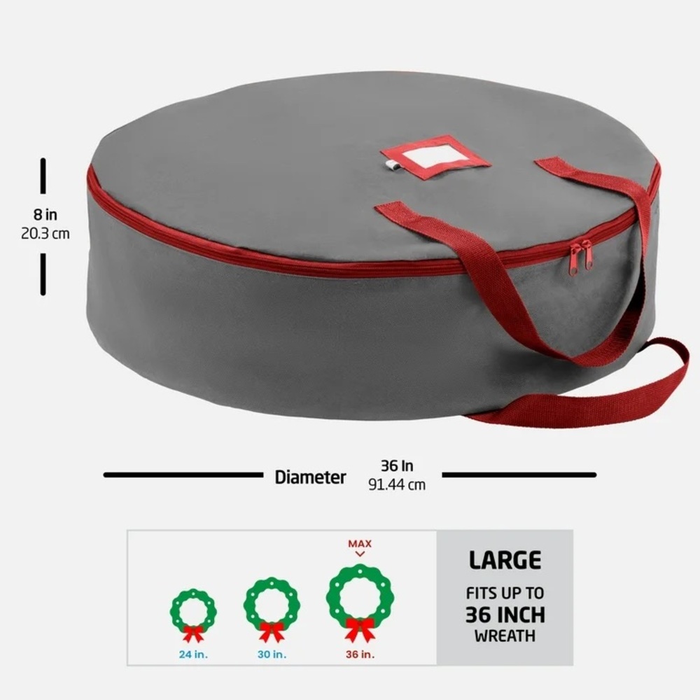 Christmas Wreath Storage Bag 36" (2 Pack) - Breathable Non-Woven Fabric Storage - Picture 6 of 9